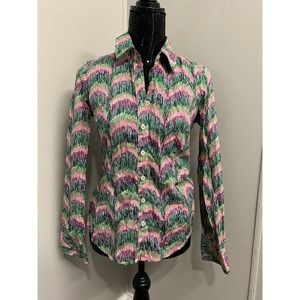 Lilly Pulitzer Button Down Shirt Long Sleeve Multicolor 4 Women's A42